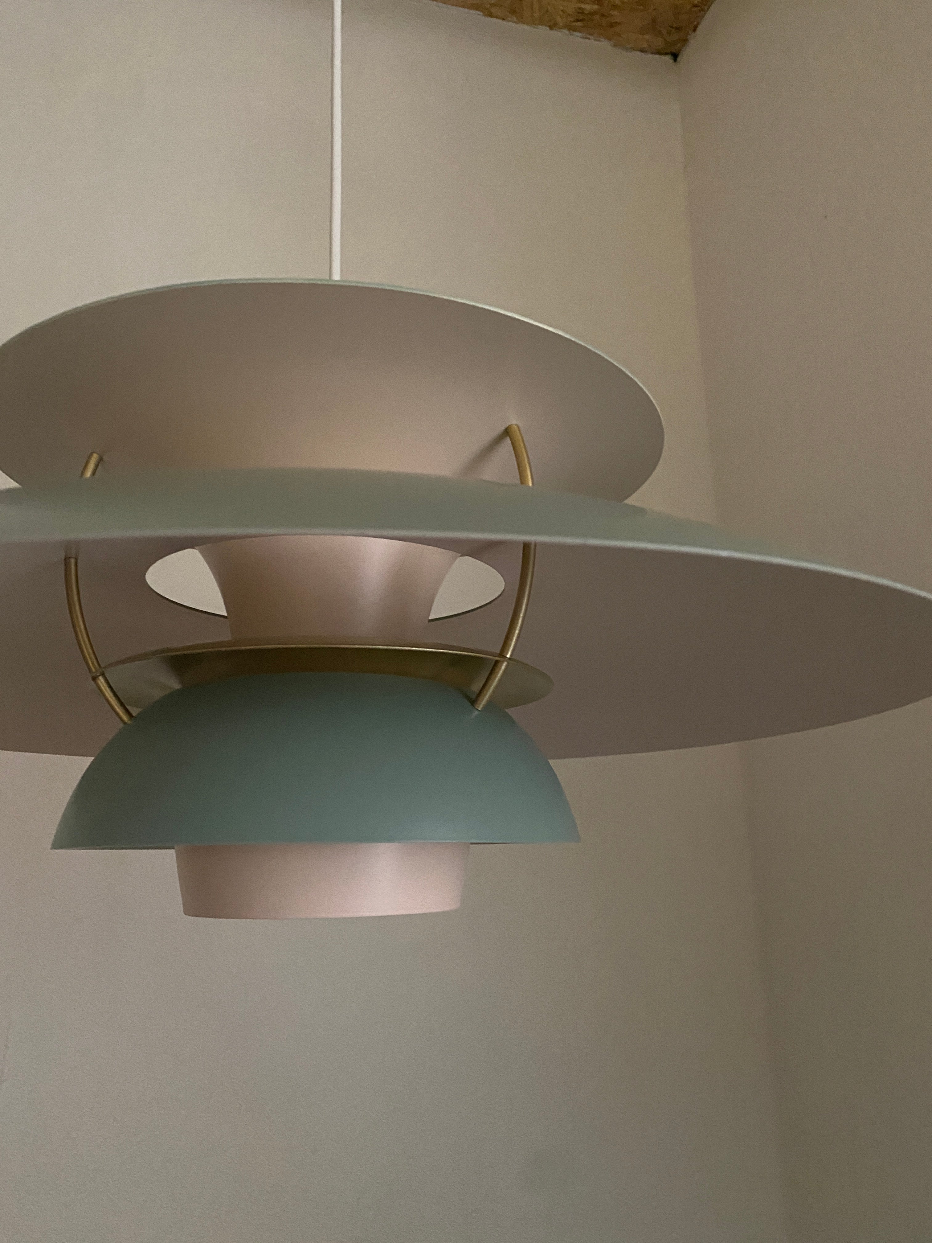 Skøn PH5 lampe i grøn og beige